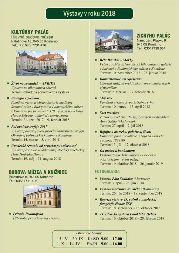 Kalendárium výstav v roku 2018